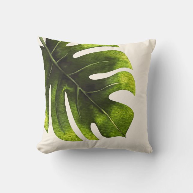 Coussin Grande feuille de palmier tropicale été chic perso (Recto)