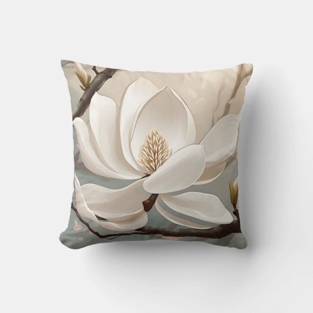 Coussin Grande Fleur blanche de Magnolia (Recto)