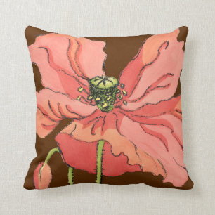 Coussin Grande Fleur rose avec Arrière - plan rouge profon