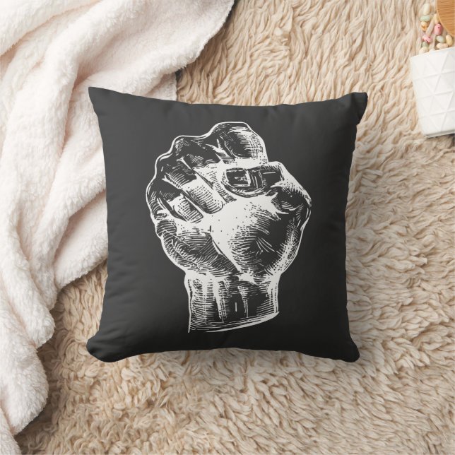 Coussin Grande illustration de poing de style linogravure  (Couverture)