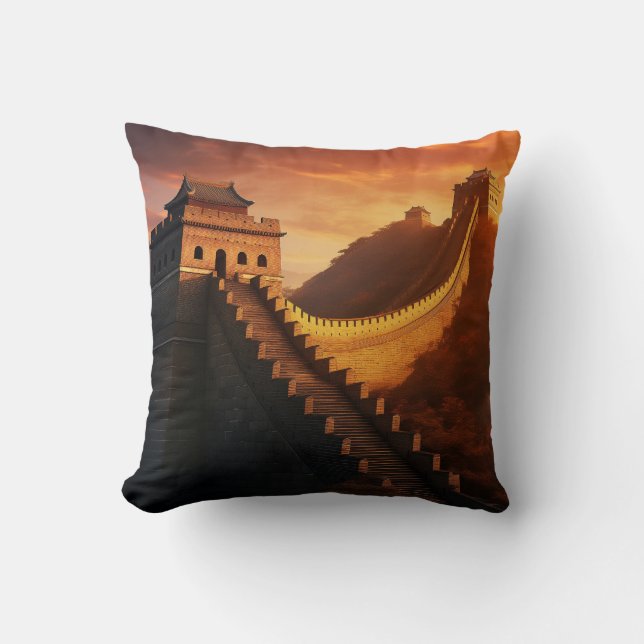 Coussin Grande Muraille de Chine Coucher de soleil Jeu d'o (Recto)