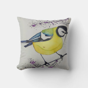 Coussin Grande Tit Bird Dessin, Main Tirée Bird Britanniqu