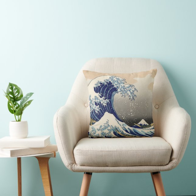 Coussin Grande vague Kanagawa peinture japonaise (Chaise)