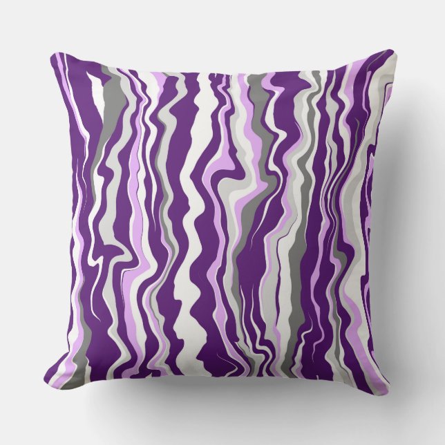 Coussin Grandes bandes d'art fluides en marbre violet (Recto)