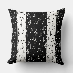 Coussin Grandes bandes musicales en noir et blanc