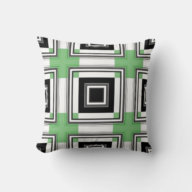 Coussin Grandes bandes noires et blanches Retro Art Design (Recto)