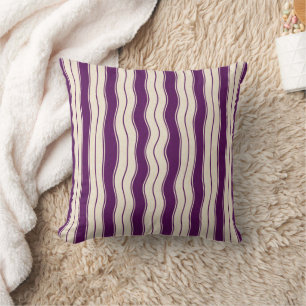 Coussin Grandes bandes violettes et blanches ondulées