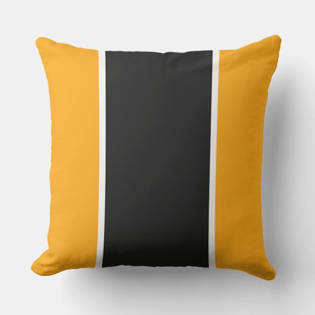 Coussin Grandes Blances Noires Modernes Sur Orange Jaune C (Recto)