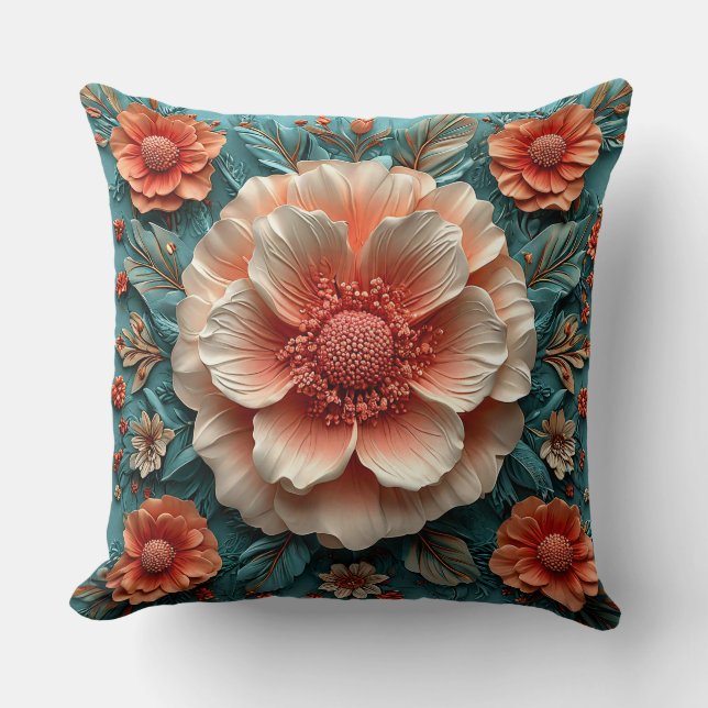 Coussin Grandes fleurs de corail (Recto)