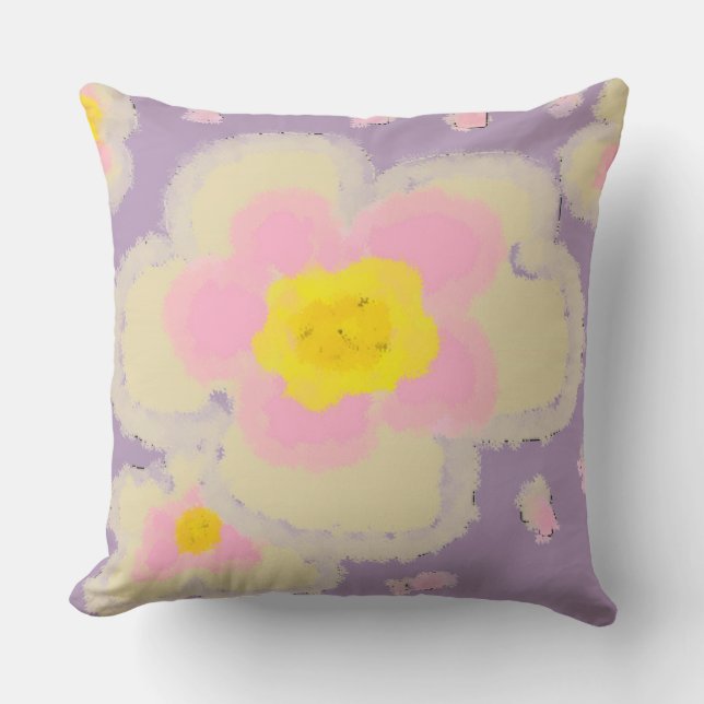Coussin Grandes Fleurs (rose/violet) (Recto)