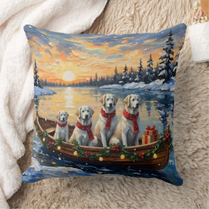 Coussin Grandes Pyrénées Bateau de Noël Holiday