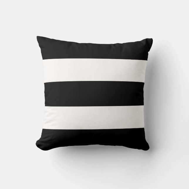 Coussin Grandes Rayures Noires et Blanches (Recto)