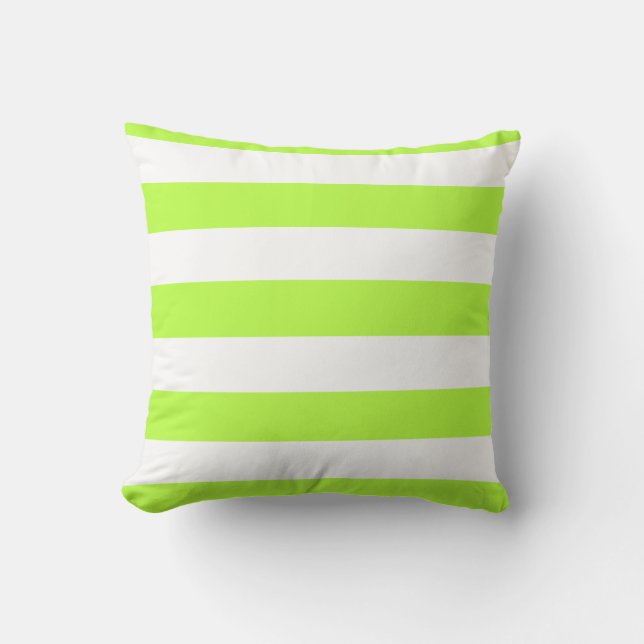 Coussin Grandes rayures vert citron et blanc (Recto)