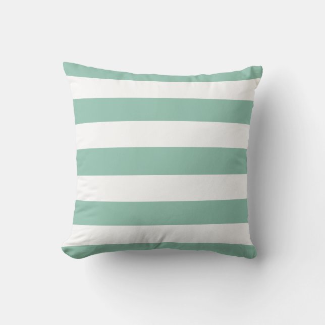 Coussin Grandes vertes et blanches à la menthe moderne (Recto)