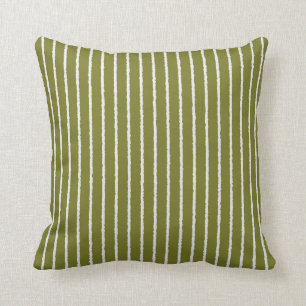 Coussin Grandes vertes et blanches d'olive avec lignes iné