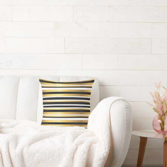 Coussin Grandes Vintages noires, dorées et blanches (Canapé)