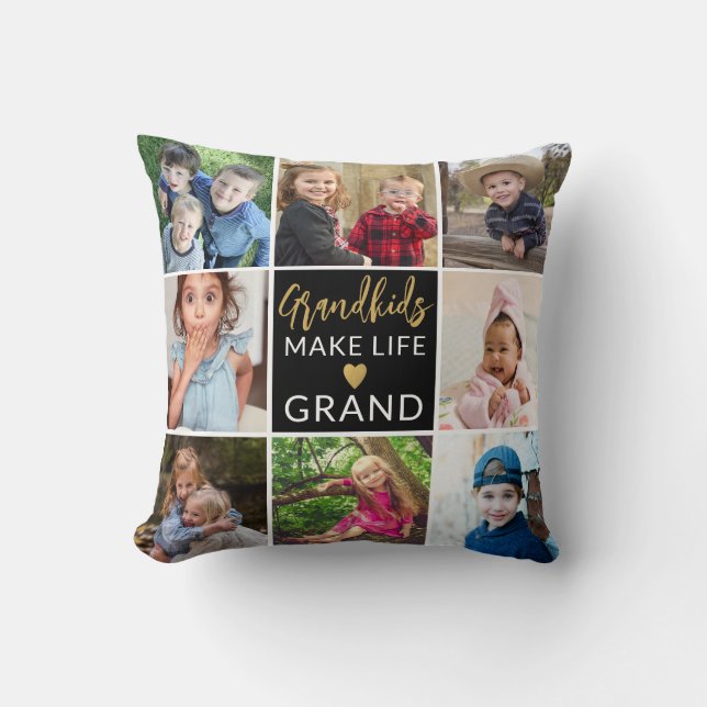 Coussin Grandkids Make Life Grand 9 Photo Collage  (Recto)