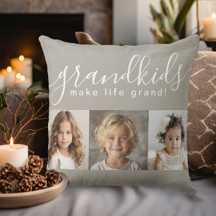 Coussin Grandkids Make Life Grand avec 3 photos