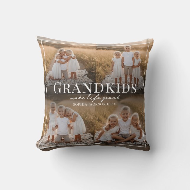 Coussin Grandkids Make Life Grand Grandparent Gift Photo (Recto)