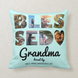 Coussin Grandma Blessé Photo Collage Mention personnalisée