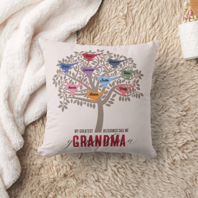 Coussin Grandma Cadeau Petit-enfant Fête des Mères Arbre 9 (Couverture)