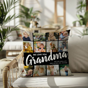 Coussin GRANDMA, Collage de photos, Noms et Citation Cadea