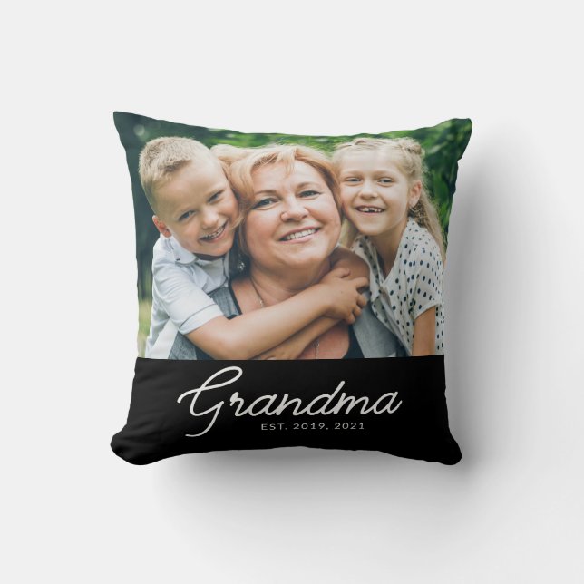 Coussin Grandma Established Modern Script Photo (Recto)