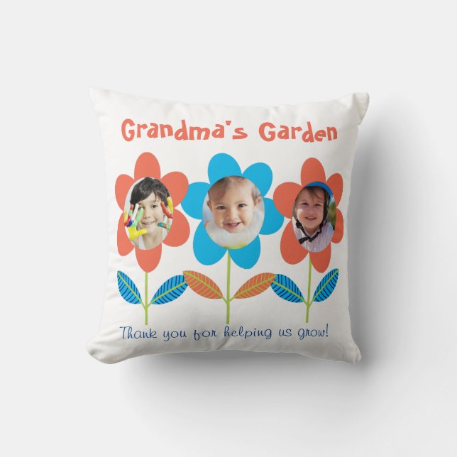 Coussin Grandma Fleurs Photo Personnalisées (Recto)