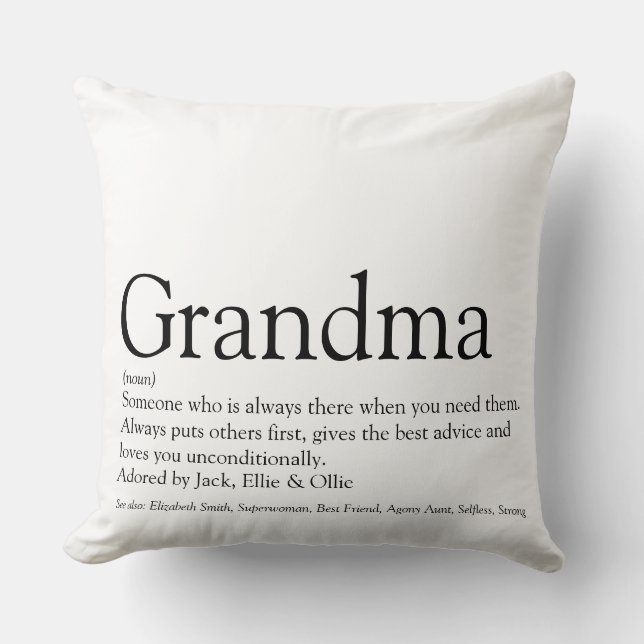 Coussin Grandma, Granny Definition Black and White Large (Recto)