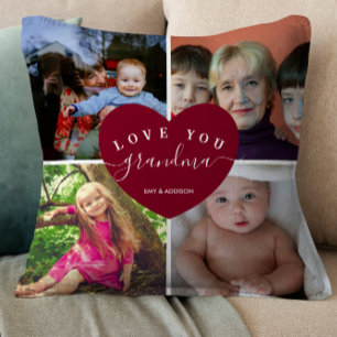 Coussin GRANDMA Photo personnalisée Collage de code du coe