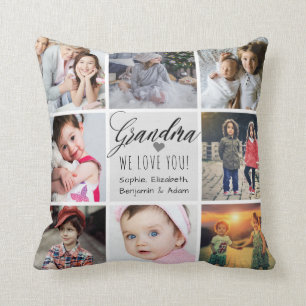 Coussin Grandma We Love You Photo Collage