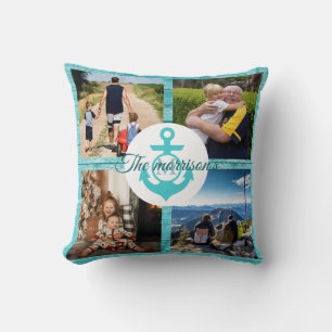 Coussin Grandpa Photo personnalisée Collage d'ancre bleu r