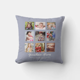Coussin GRANDPARENT CADEAUX DE COLLAGE PHOTO - Bleu Dusty