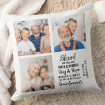 Coussin Grandparents bénis Personnalisé 3 Photo Collage<br><div class="desc">Célébrez vos grands-parents avec un coussin photo-collage personnalisé. Ces grands-parents uniques citent le coussin est le cadeau parfait que ce soit un anniversaire, un grand-parents jour ou Noël. Nous espérons que votre coussin photo de conservation spéciale deviendra un souvenir précieux pour les années à venir. . Citation " Heureux ceux...</div>