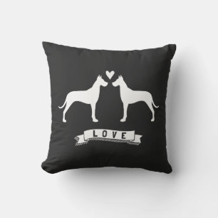 Coussin Grands Danois Amour - Chiens Couple avec Cœur