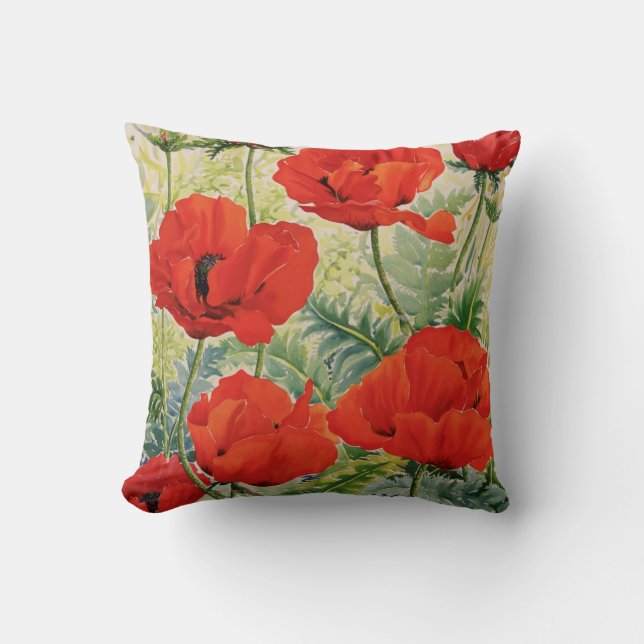 Coussin Grands pavots rouges (Recto)