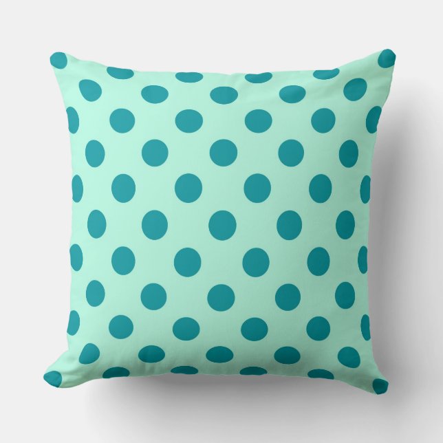 Coussin Grands points rétro - aqua et turquoise (Recto)