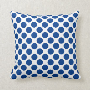 Coussin Grands points rétro - bleu cobalt et blanc