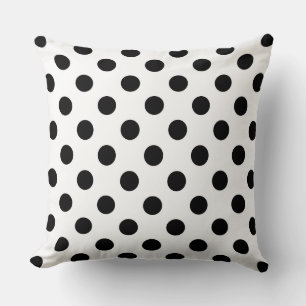 Coussin Grands points rétro - noir et blanc