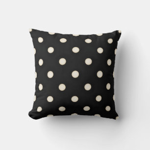 Coussin Grands pois en blanc antique et noir