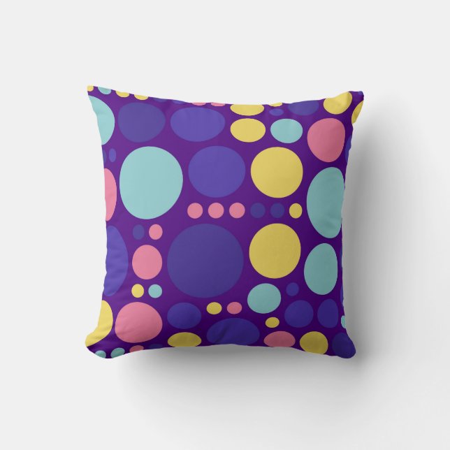 Coussin Grands Pois sur Arrière - plan pourpre (Recto)