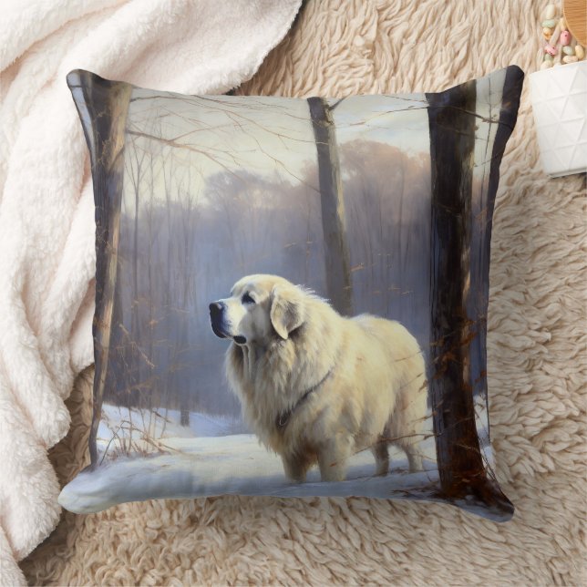 Coussin Grands Pyrénées Qu'il neige Noël (Couverture)