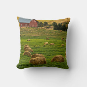 Coussin Grange rouge, balles de foin, Albion, Région de Pa