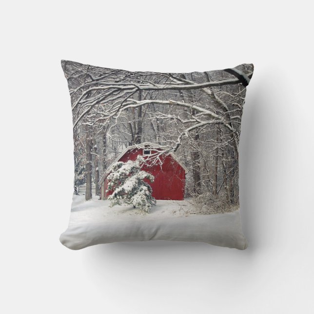 Coussin Grange rouge dans la neige 2011 (Recto)