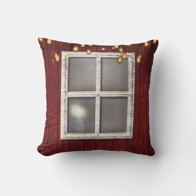 Coussin Grange rustique de ferme Fenêtre & Lumières de gra (Recto)