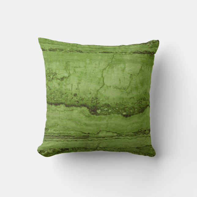 Coussin Granite abstrait vert | motif en marbre de pierre (Recto)