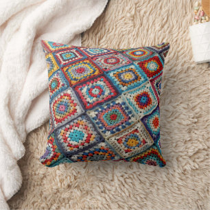 Coussin Granny Carré Crocheted Quilt