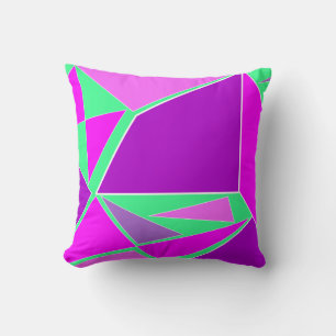 Coussin Graphique Abstrait - design vert violet