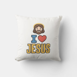 Coussin Graphique chrétien vintage j'aime Jésus