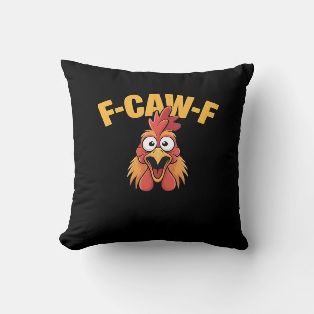 Coussin Graphique Créatif de Poulet Drôle F-Caw-F (Recto)